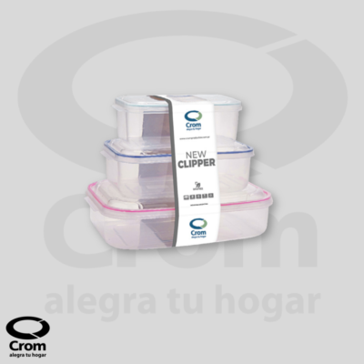 Set Herméticos New Clipper Rectangulares 1,3 L + 2 L + 3,9 L